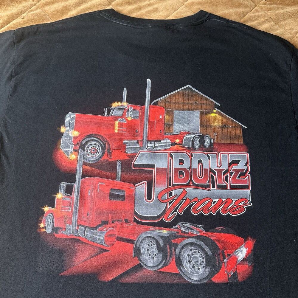 J Boyz Trucking T Shirt Semi Truck Graphic Pocket Tee Mens L Big Rig NWOT Black